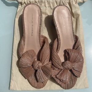 Loeffler Randall pink shimmer Emilia Knot Sandal Sz 8